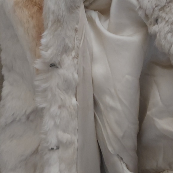 Vintage Rabbit Fur Short Jacket Dyed White Brown Completely Lined - Picture 4 of 16